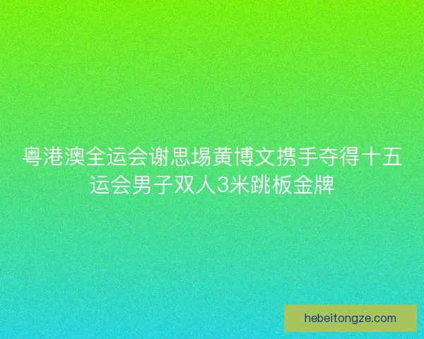 粤港澳全运会谢思埸黄博文携手夺得十五运会男子双人3米跳板金牌