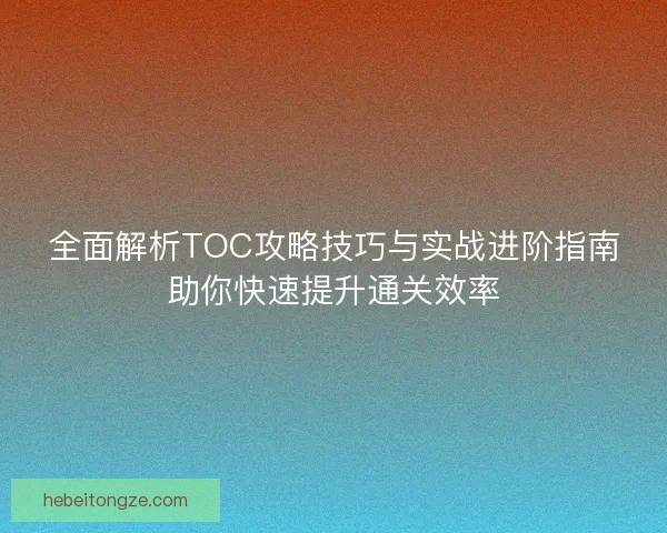 全面解析TOC攻略技巧与实战进阶指南助你快速提升通关效率
